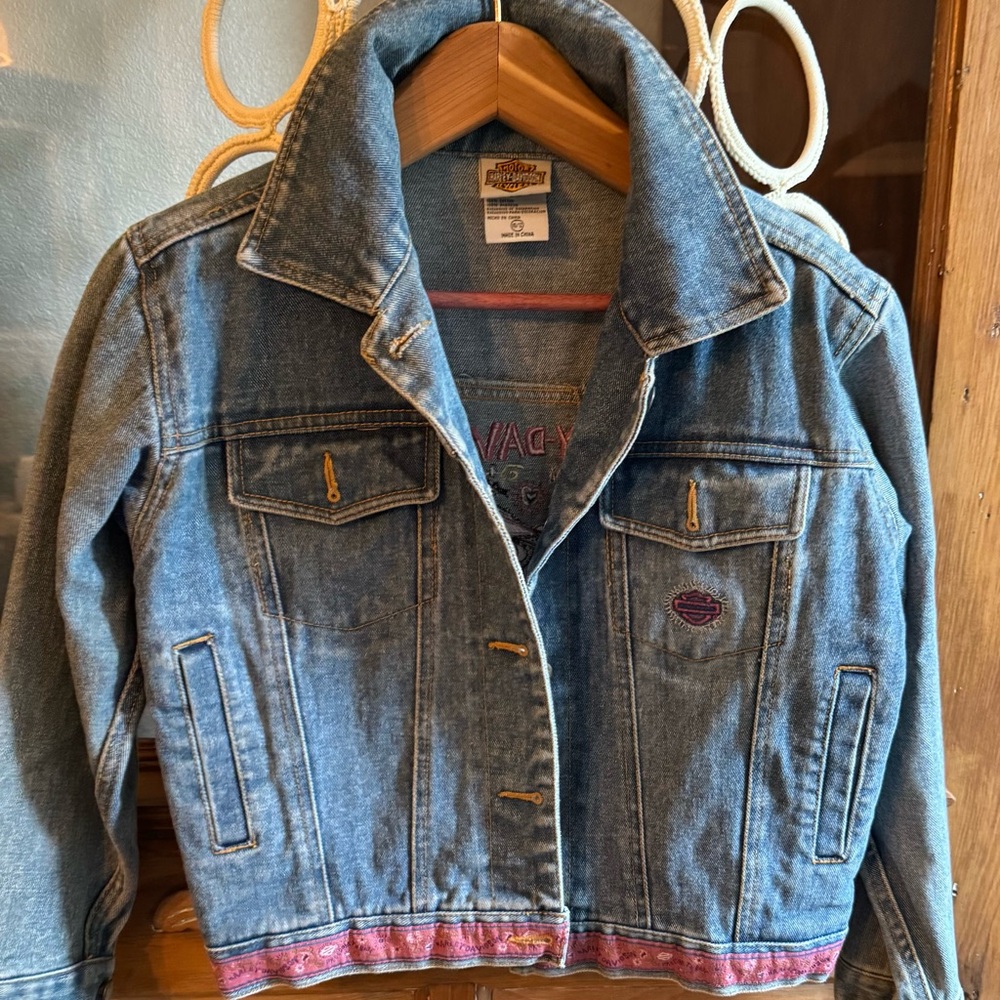 Girls Harley-Davidson Pink/Blue Denim Jacket